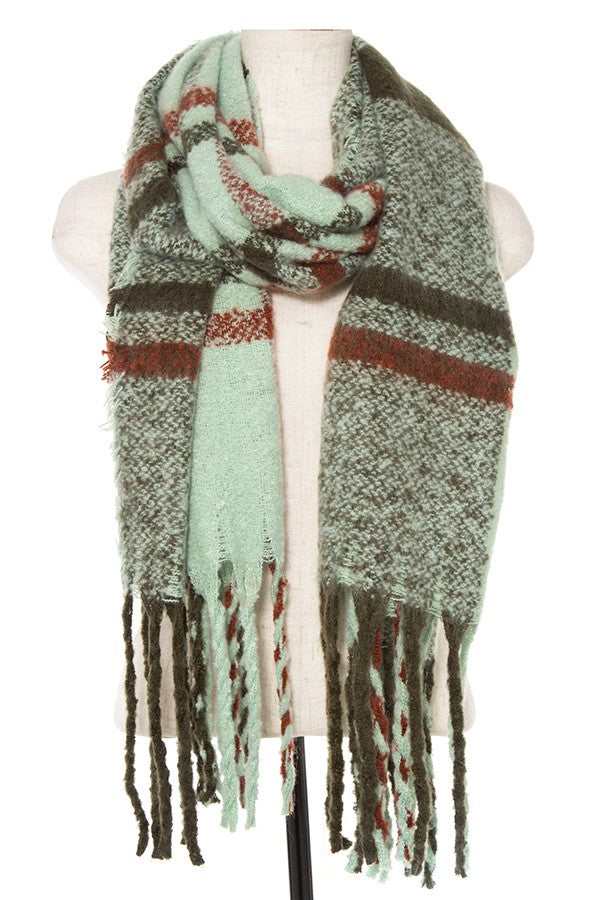 Soft plaid pattern oblong scarf