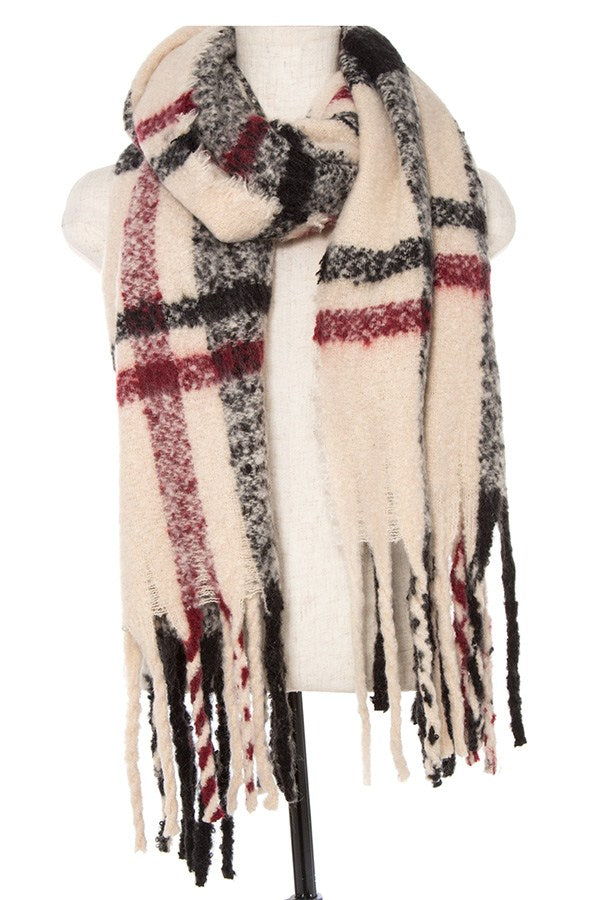 Soft plaid pattern oblong scarf