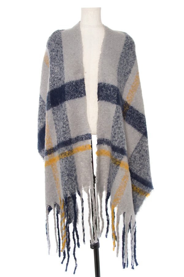 Soft plaid pattern oblong scarf