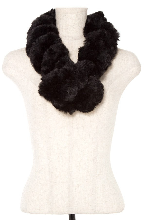 Faux fur twist pull through scarf