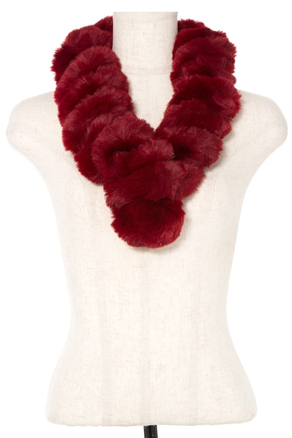 Faux fur twist pull through scarf