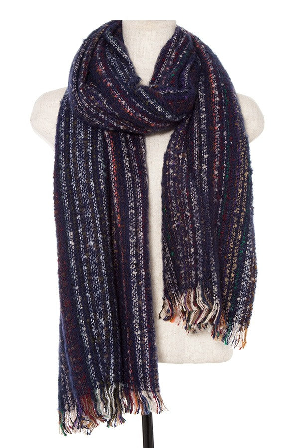 Multi color striped oblong scarf