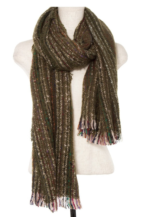 Multi color striped oblong scarf