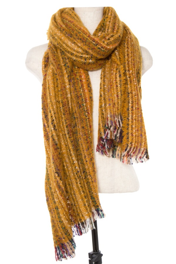 Multi color striped oblong scarf