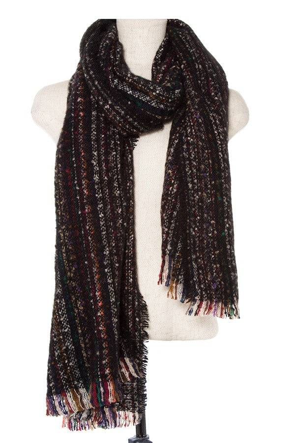 Multi color striped oblong scarf