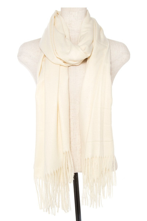 Oblong solid fringe trim scarf