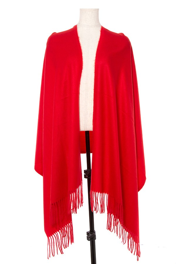 Oblong solid fringe trim scarf