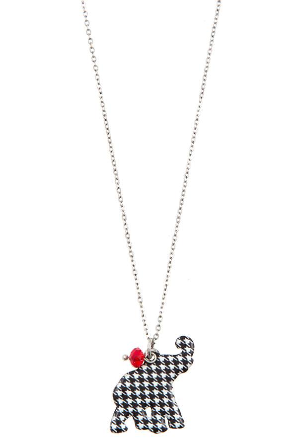 Hounds tooth elephant pendant necklace set