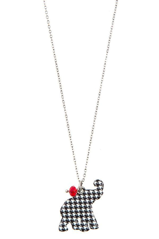 Hounds tooth elephant pendant necklace set