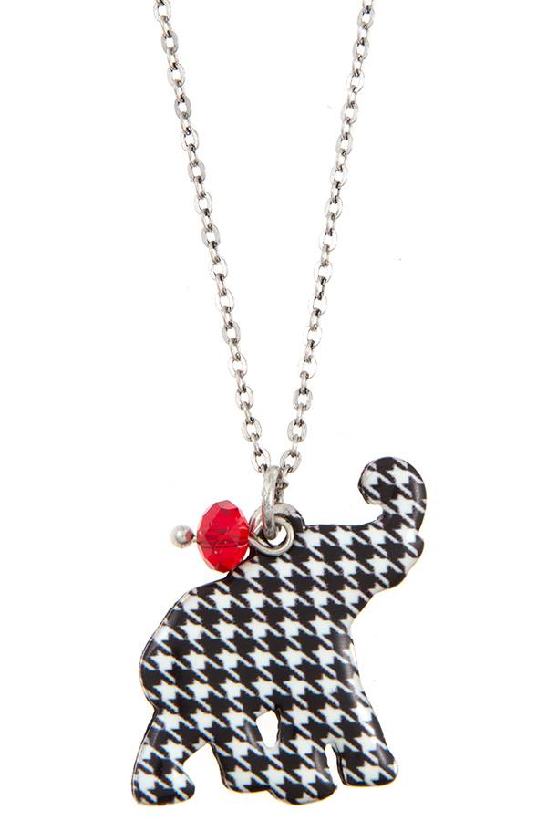 Hounds tooth elephant pendant necklace set