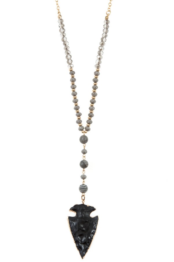 Hammered arrowhead beaded necklace set