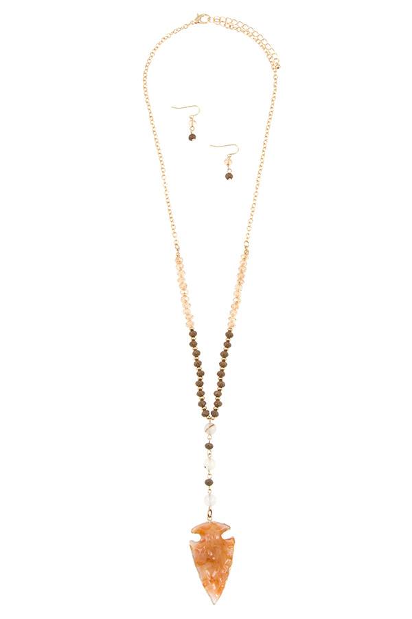 Hammered arrowhead beaded necklace set