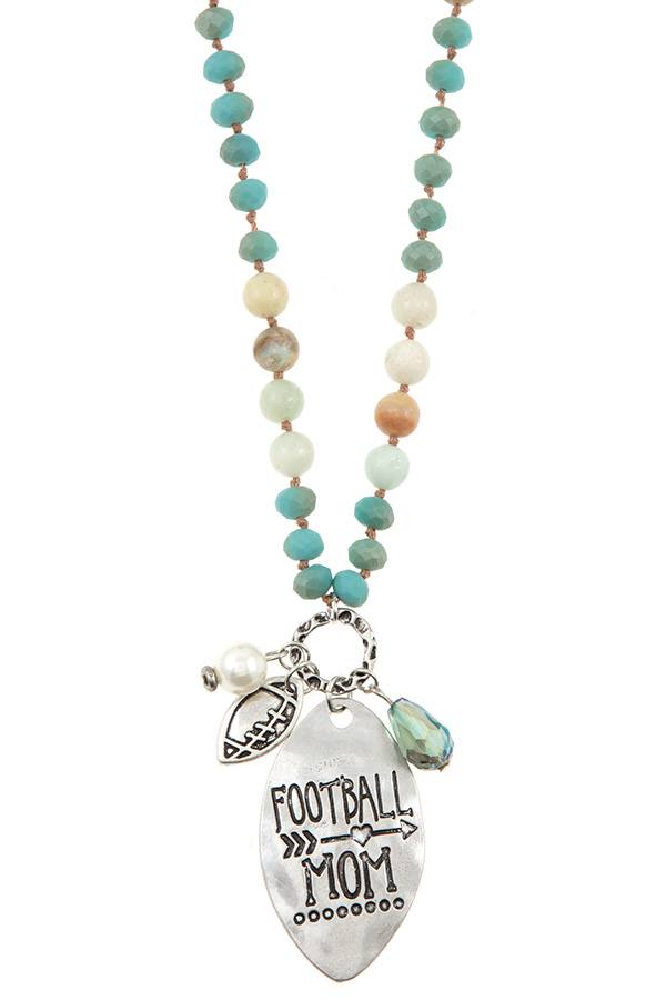 Football mom beaded necklace set