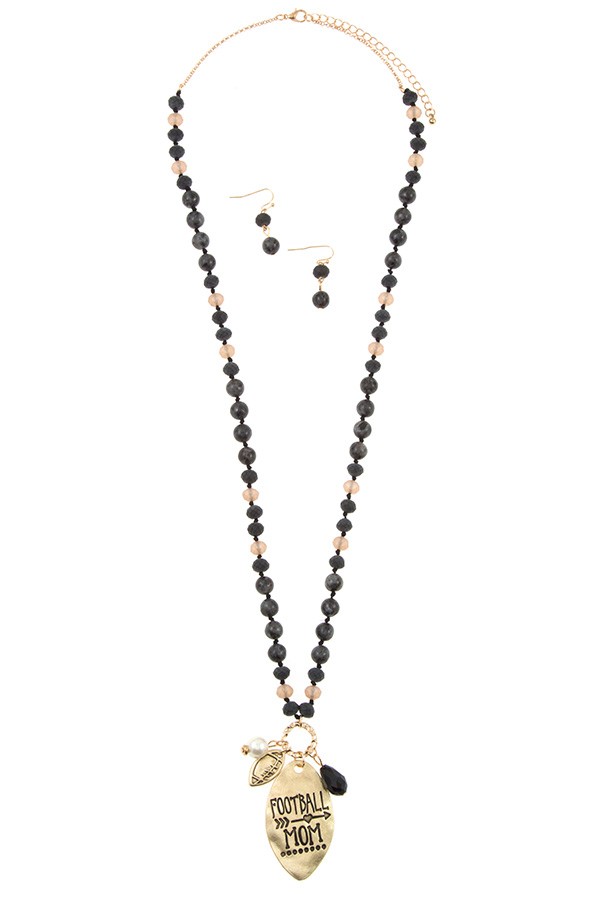 Football mom beaded necklace set