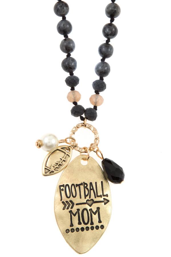 Football mom beaded necklace set