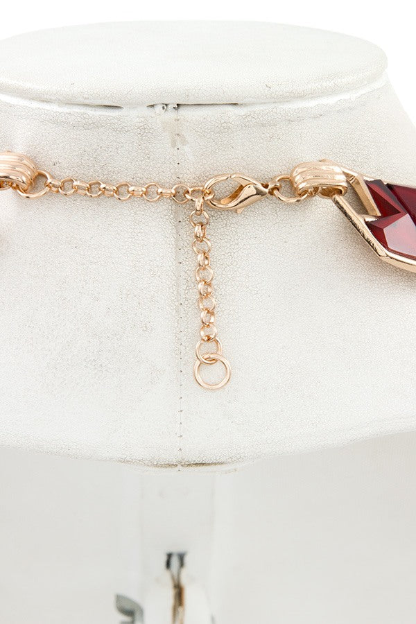 Faceted geo shape link necklace set
