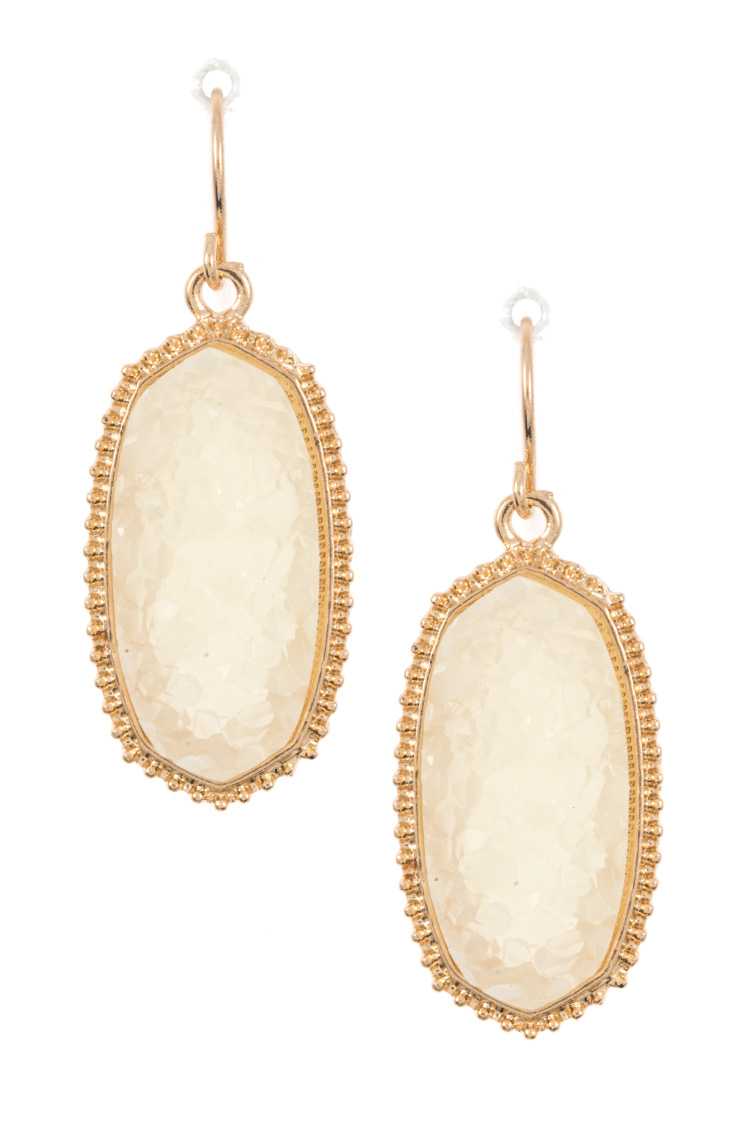 Faux cracked oval dotted framed dangle earring