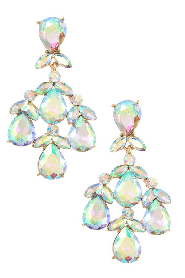 Faceted crystal gem dangle earring