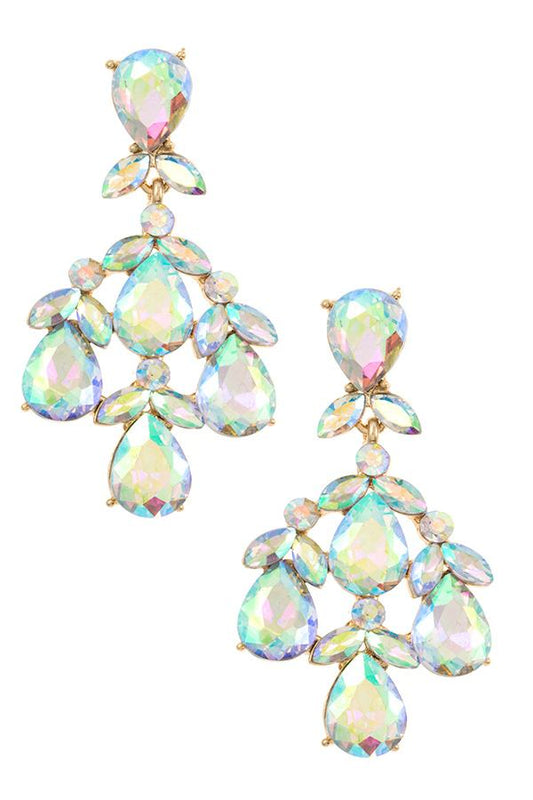 Faceted crystal gem dangle earring