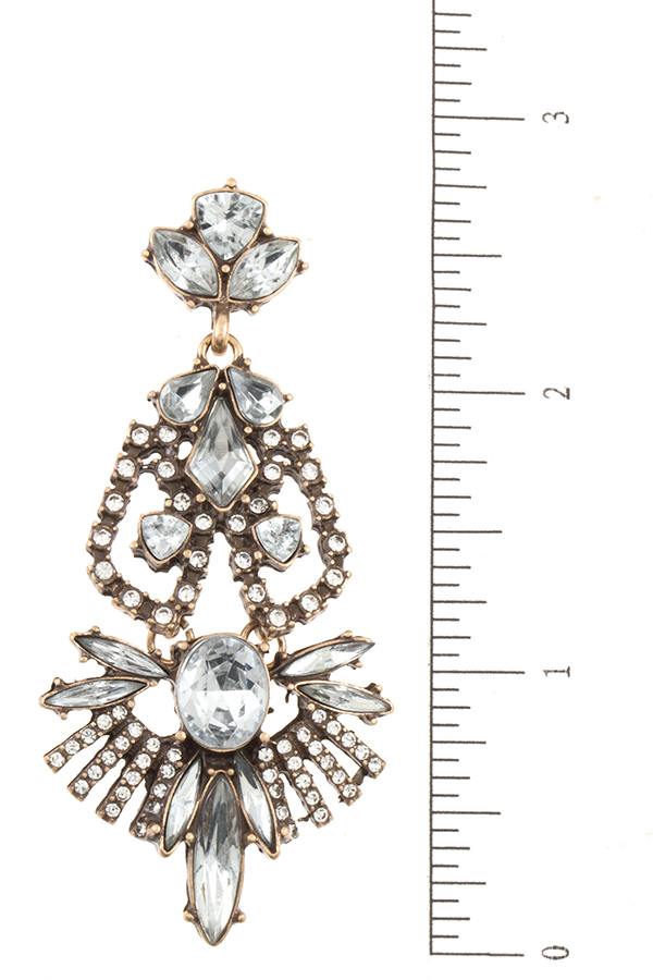 Crystal gem framed tiered earring