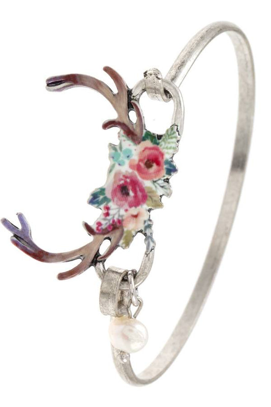 Floral antlers bangle bracelet