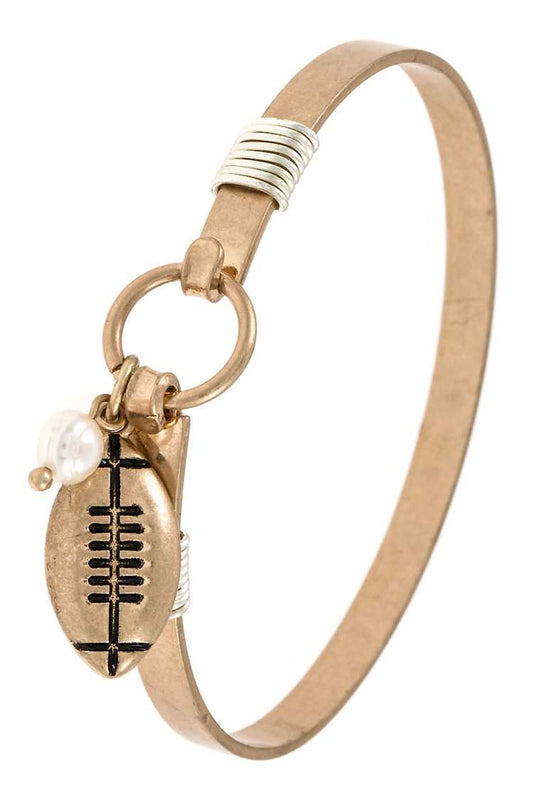 Football dangling charm bangle bracelet