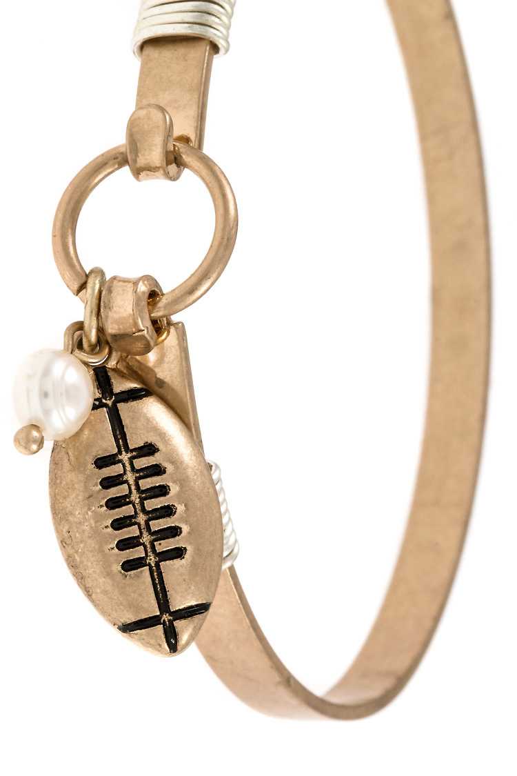 Football dangling charm bangle bracelet