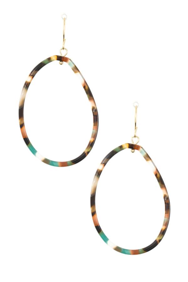 Wavy oval resin cut out dangle earring