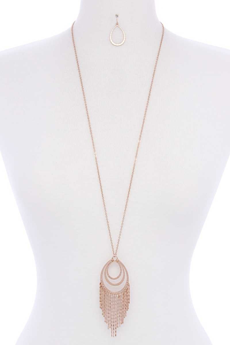 Tear drop shape chain pendant long necklace