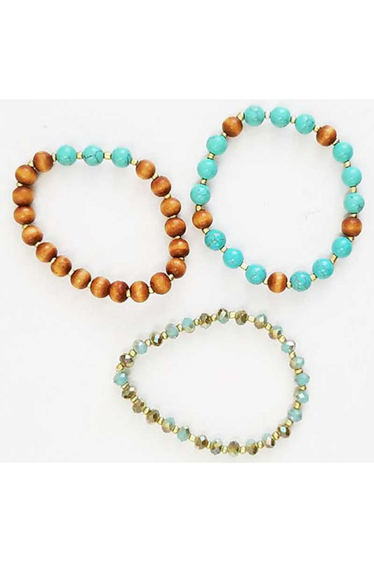 Multi color beaded stretch bracelet