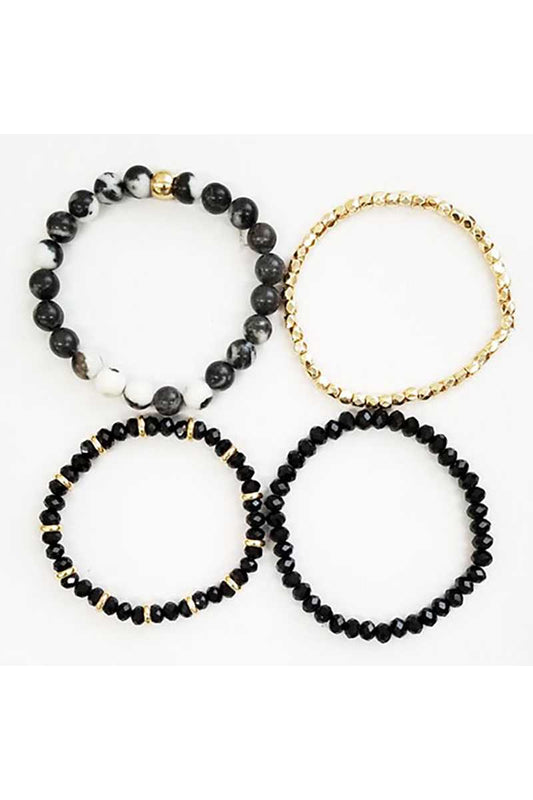 Multi natural stone beaded stretch bracelet