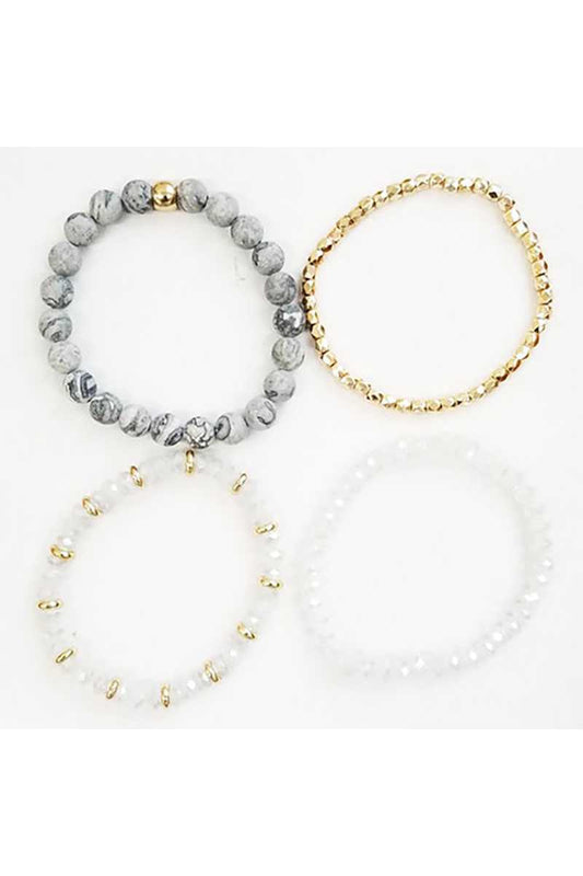 Multi natural stone beaded stretch bracelet