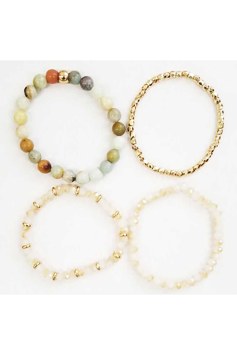 Multi natural stone beaded stretch bracelet