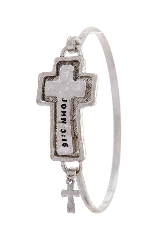 Cross "john 3:16" engraved bracelet