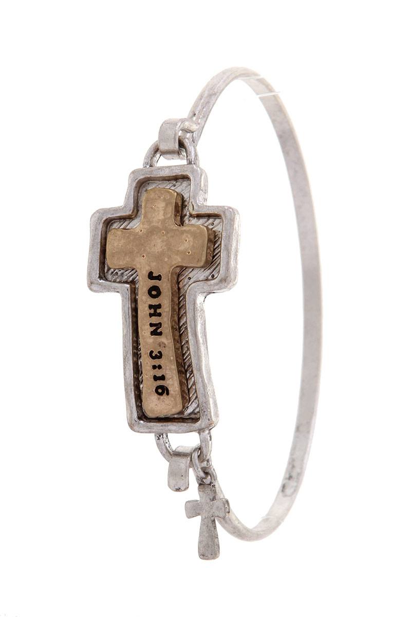 Cross "john 3:16" engraved bracelet