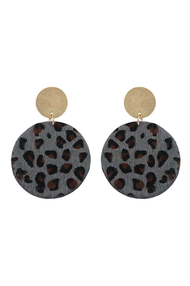 Animal print circle drop earring