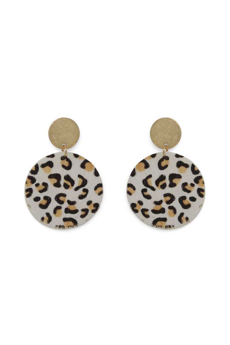 Animal print circle drop earring