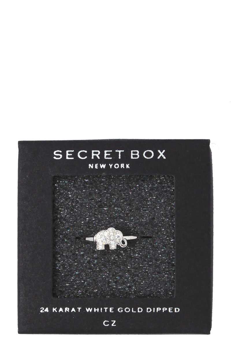 Elephant rhinestone ball ended ring