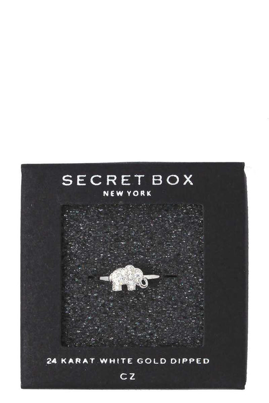Elephant rhinestone ball ended ring