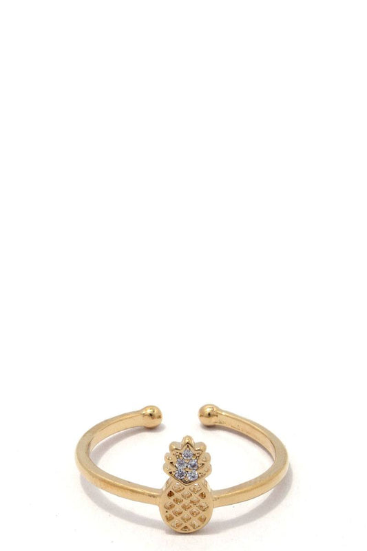 Pineapple rhinestone ball ended ring