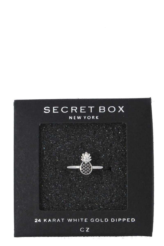 Pineapple rhinestone ball ended ring