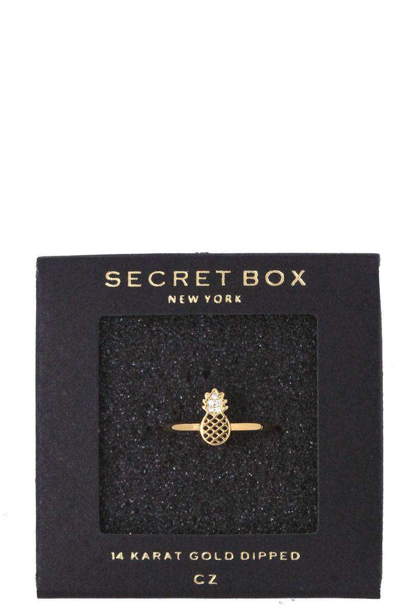 Pineapple rhinestone ball ended ring