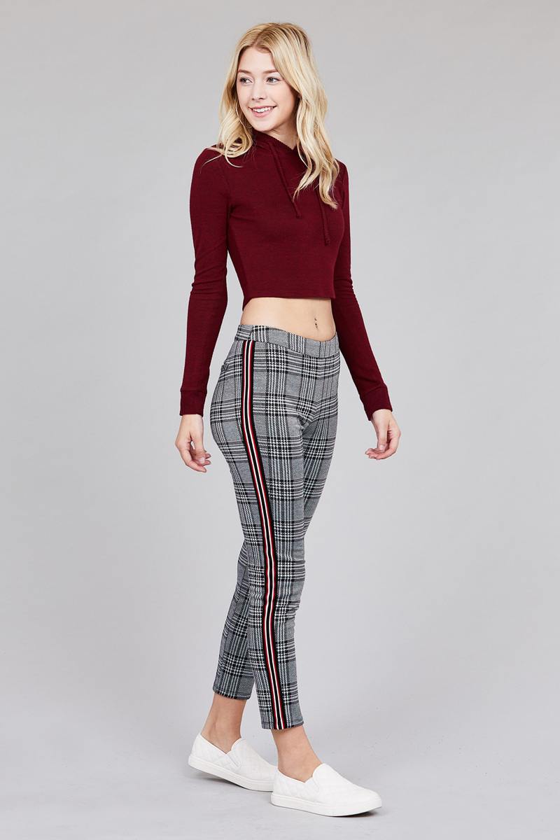 Side tape detail jacquard long pants