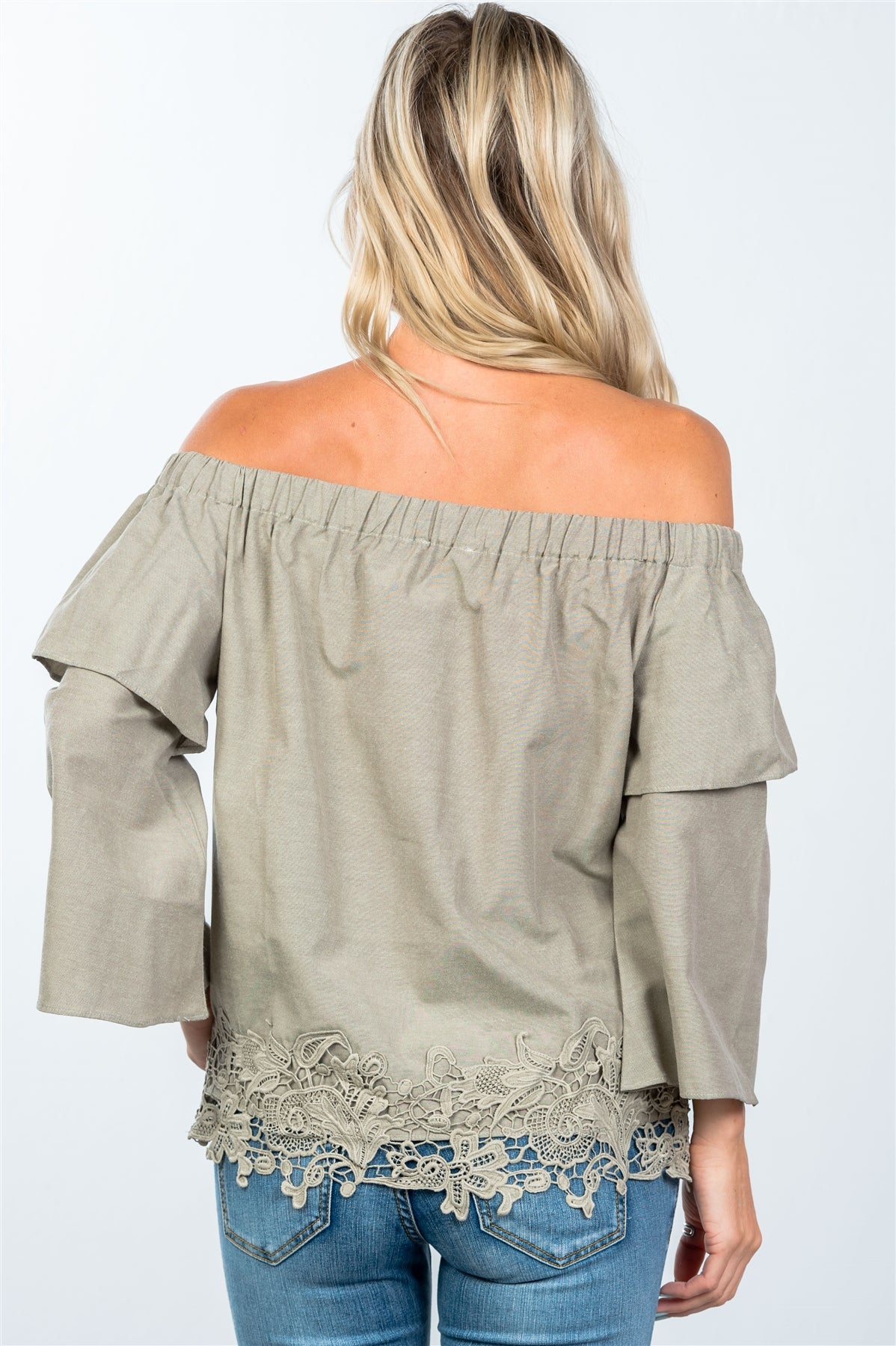 Boho off the shoulder crochet hem top