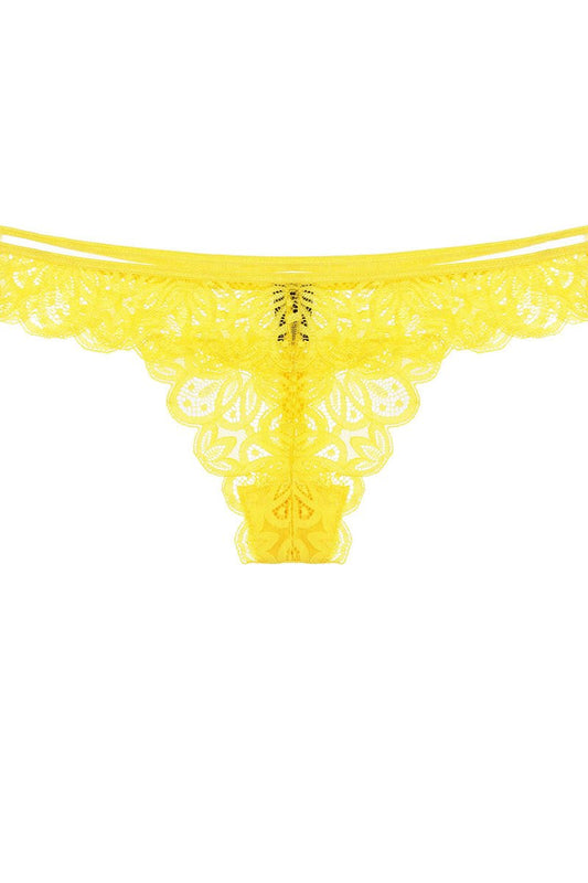 Lace thong with mesh band