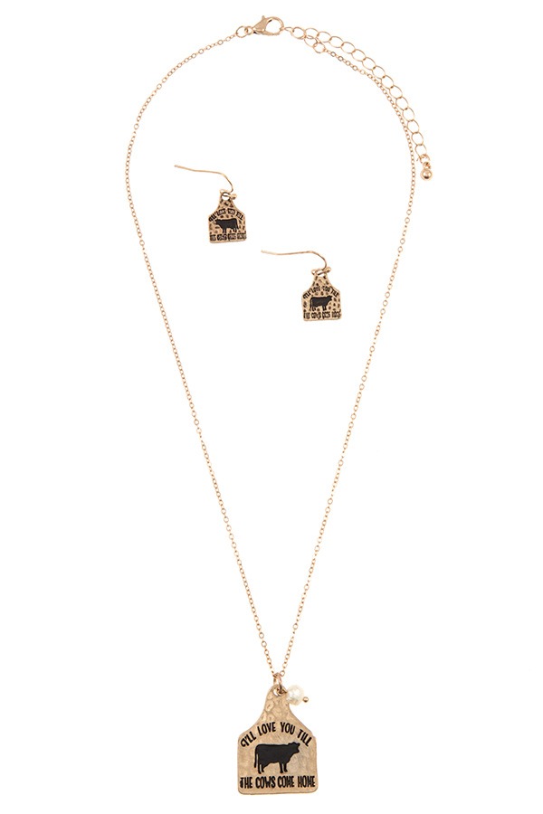Ill love you till the cows come home pendant necklace set