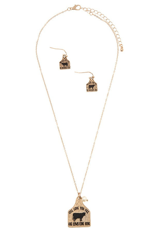 Ill love you till the cows come home pendant necklace set