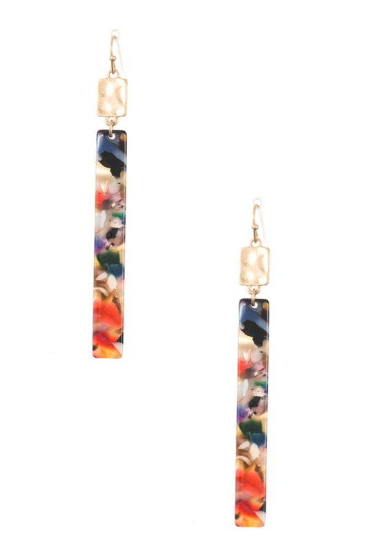 Drop resin bar earring