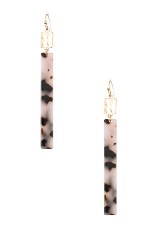 Drop resin bar earring