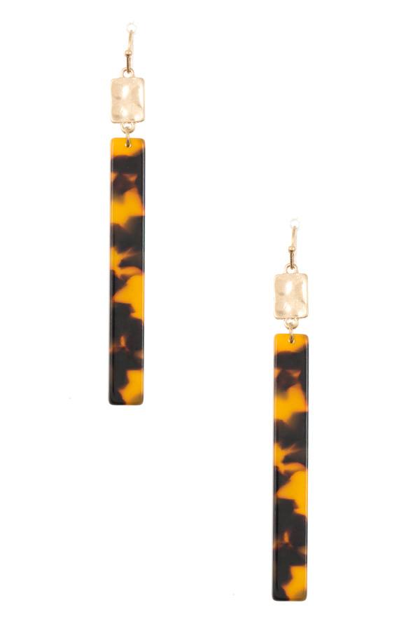 Drop resin bar earring